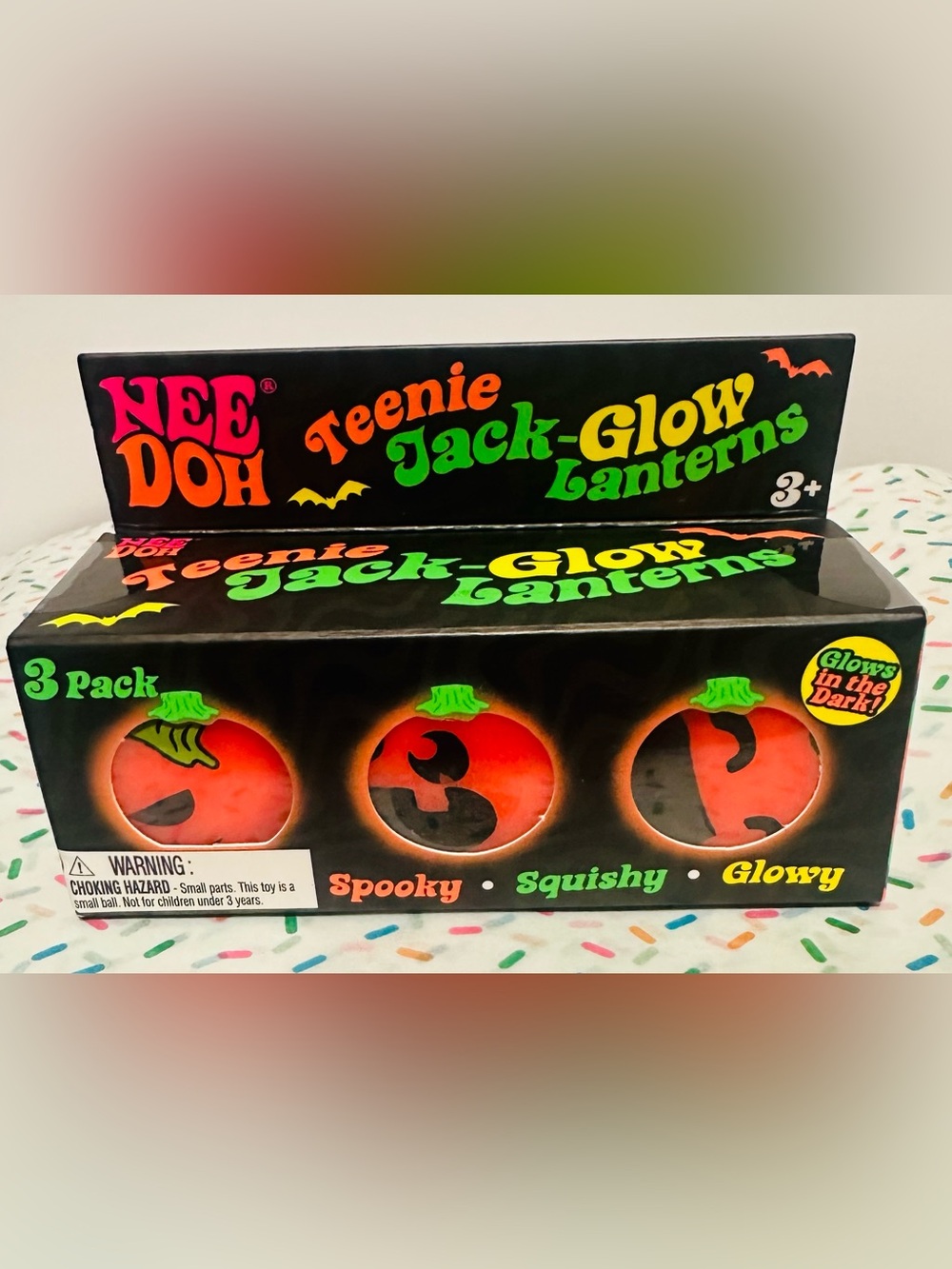 NeeDoh Teenie Jack-Glow Lanterns 3-Pack - Orange Glow Kids Toy